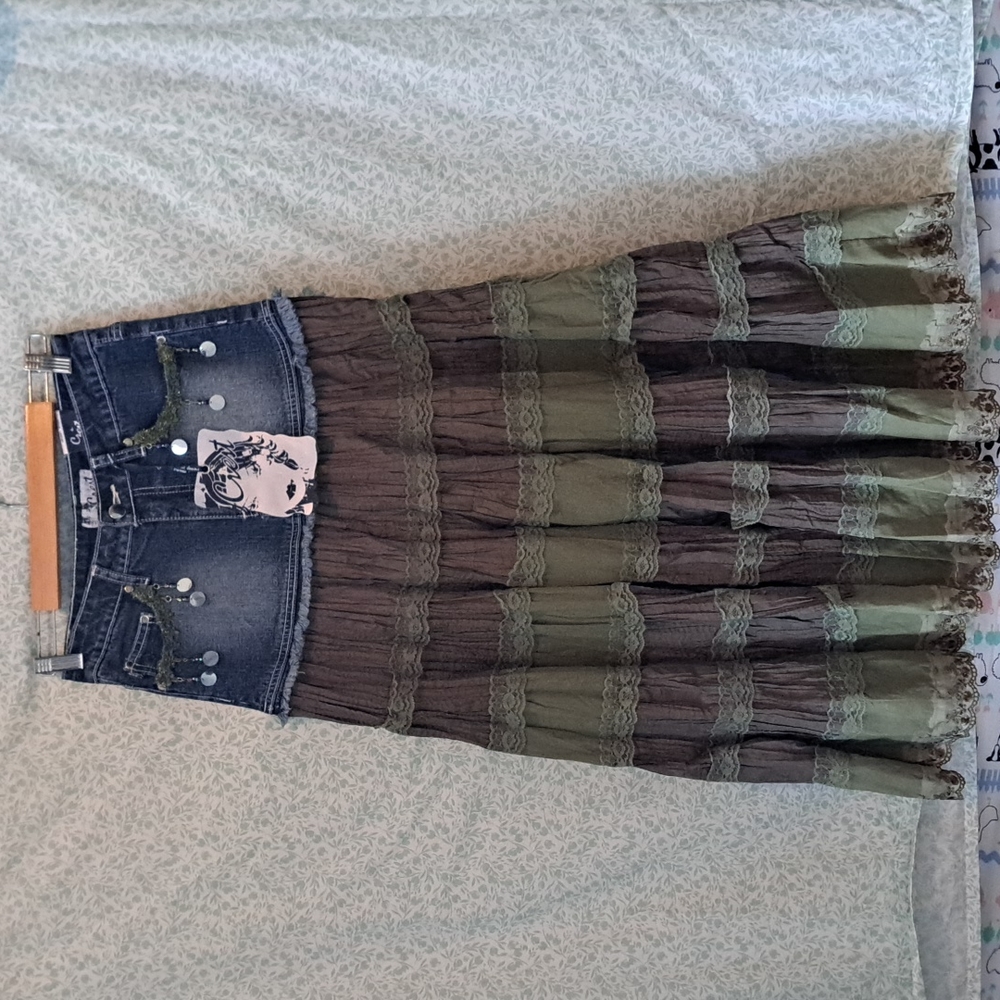 Multicolor jeans skirt